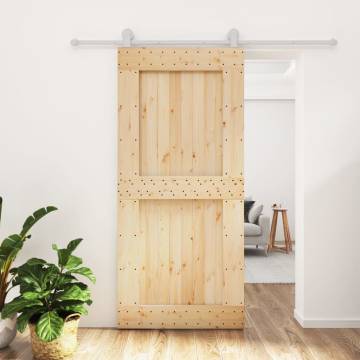 Sliding Door with Hardware Set 95x210 cm Solid Wood Pine