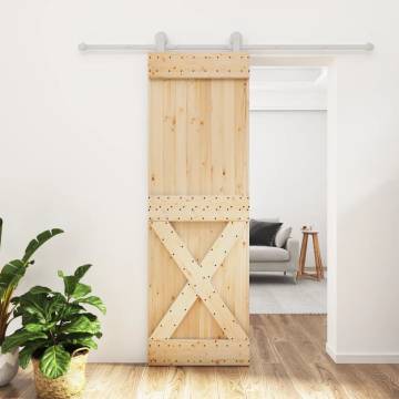 Sliding Door with Hardware Set 70x210 cm Solid Wood Pine