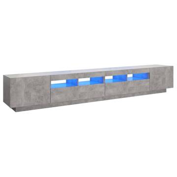 TV Cabinet with LED Lights Concrete Grey 260x35x40 cm