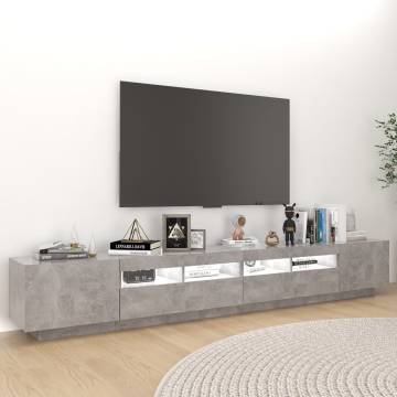 TV Cabinet with LED Lights Concrete Grey 260x35x40 cm