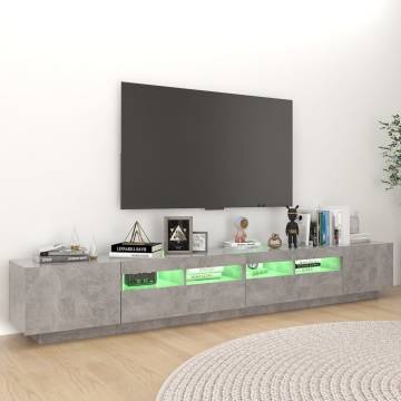 TV Cabinet with LED Lights Concrete Grey 260x35x40 cm