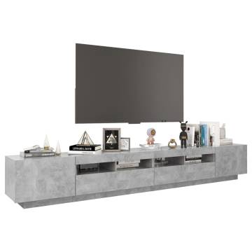 TV Cabinet with LED Lights Concrete Grey 260x35x40 cm