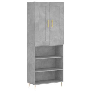 Highboard Concrete Grey 69.5x34x180 cm Engineered Wood