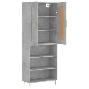 Highboard Concrete Grey 69.5x34x180 cm Engineered Wood