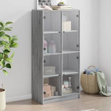 Highboard with Doors Grey Sonoma 68x37x142 cm Engineered Wood