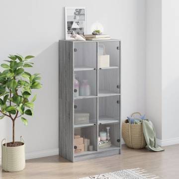 Highboard with Doors Grey Sonoma 68x37x142 cm Engineered Wood