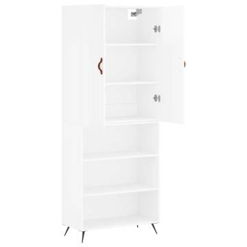 Highboard High Gloss White 69.5x34x180 cm Engineered Wood