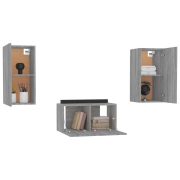 3 Piece TV Cabinet Set Grey Sonoma Engineered Wood