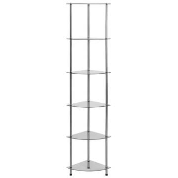 6-Tier Shelf Transparent 30x30x160 cm Tempered Glass