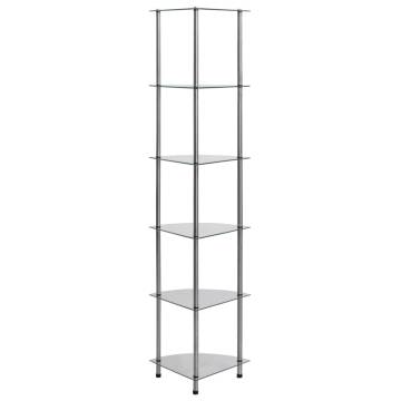 6-Tier Shelf Transparent 30x30x160 cm Tempered Glass