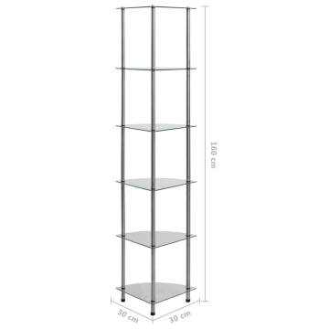 6-Tier Shelf Transparent 30x30x160 cm Tempered Glass