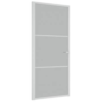 Interior Door 93x201.5 cm White Matt Glass and Aluminium