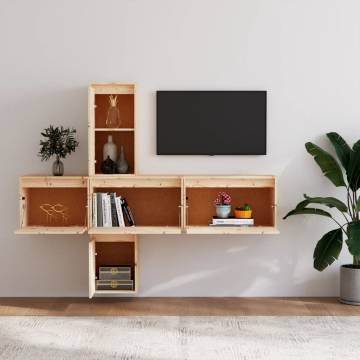 TV Cabinets 5 pcs Solid Wood Pine