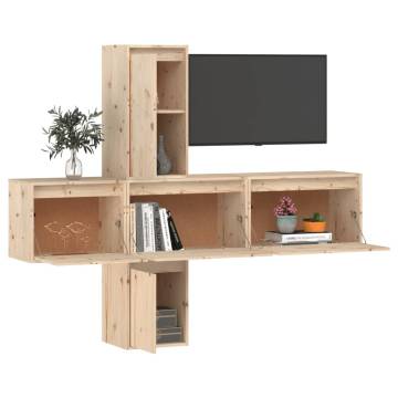 TV Cabinets 5 pcs Solid Wood Pine