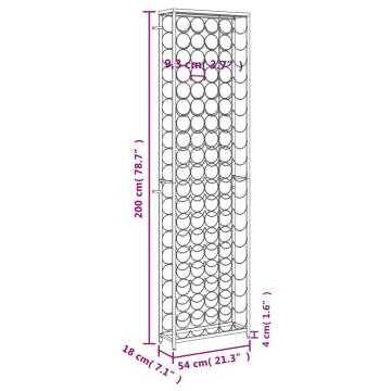 Wine Rack for 95 Bottles Black 54x18x200 cm Wrought Iron