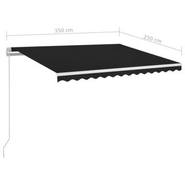 Manual Retractable Awning with LED 350x250 cm Anthracite