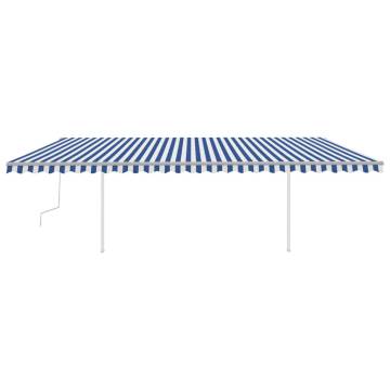 Manual Retractable Awning with LED 6x3 m Blue and White