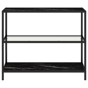 Shelf Transparent and Black Marble 100x36x90 cm Tempered Glass