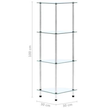 4-Tier Shelf Transparent 30x30x100 cm Tempered Glass