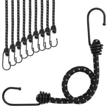 Bungee Cords with Reflective Strips and Hooks 10 pcs 38 cm