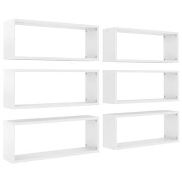 Wall Cube Shelf 6 pcs High Gloss White 60x15x23 cm Engineered Wood