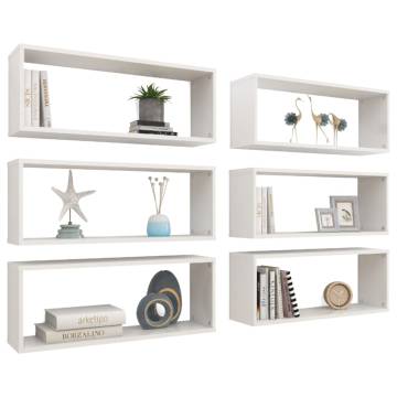 Wall Cube Shelf 6 pcs High Gloss White 60x15x23 cm Engineered Wood