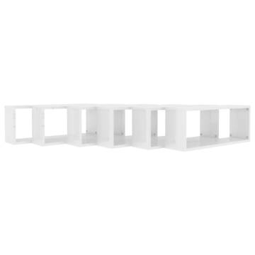 Wall Cube Shelf 6 pcs High Gloss White 60x15x23 cm Engineered Wood