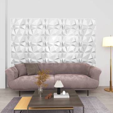 3D Wall Panels 24 pcs 50x50 cm Diamond White 6 m²