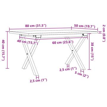 Coffee Table X-Frame 80x50x40 cm Solid Wood Pine and Cast Iron