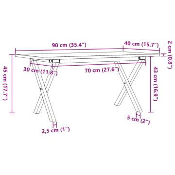 Coffee Table X-Frame 90x40x45 cm Solid Wood Pine and Cast Iron