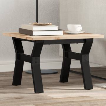 Coffee Table Y-Frame 50x50x35 cm Solid Wood Pine and Cast Iron