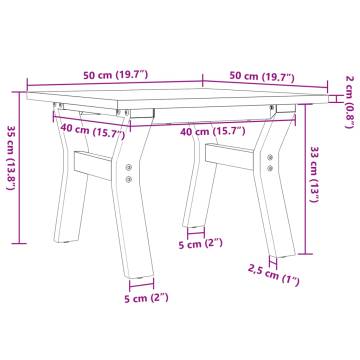 Coffee Table Y-Frame 50x50x35 cm Solid Wood Pine and Cast Iron