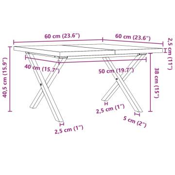 Coffee Table X-Frame 60x60x40.5 cm Solid Wood Pine and Cast Iron