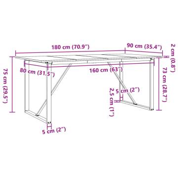 Dining Table O-Frame 180x90x75 cm Solid Wood Pine and Cast Iron