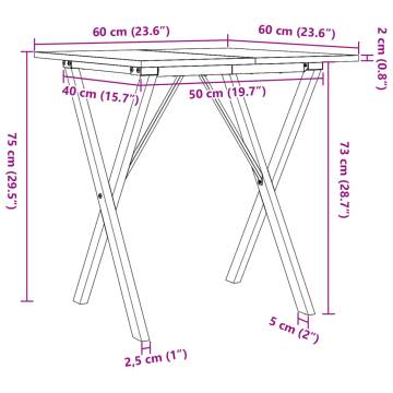 Dining Table X-Frame 60x60x75 cm Solid Wood Pine and Cast Iron