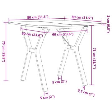 Dining Table Y-Frame 80x80x75 cm Solid Wood Pine and Cast Iron