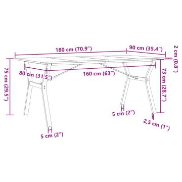 Dining Table Y-Frame 180x90x75 cm Solid Wood Pine and Cast Iron