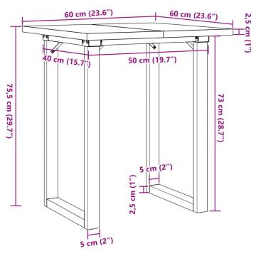 Dining Table O-Frame 60x60x75.5 cm Solid Wood Pine and Cast Iron