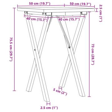 Dining Table X-Frame 50x50x75.5 cm Solid Wood Pine and Cast Iron