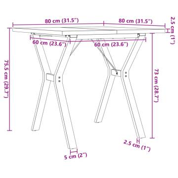 Dining Table Y-Frame 80x80x75.5 cm Solid Wood Pine and Cast Iron