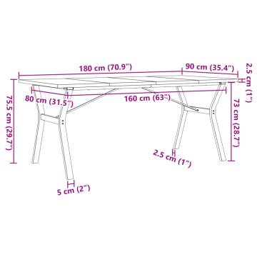 Dining Table Y-Frame 180x90x75.5 cm Solid Wood Pine and Cast Iron