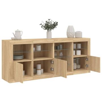 Sideboard with LED Lights Sonoma Oak 164x37x67 cm