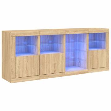 Sideboard with LED Lights Sonoma Oak 164x37x67 cm