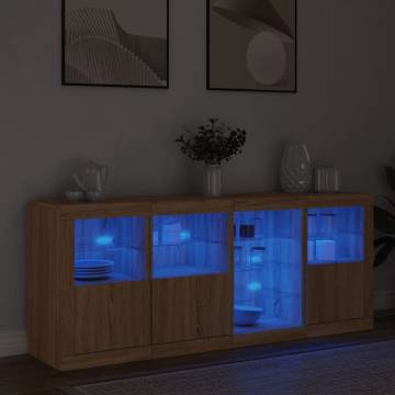 Sideboard with LED Lights Sonoma Oak 164x37x67 cm