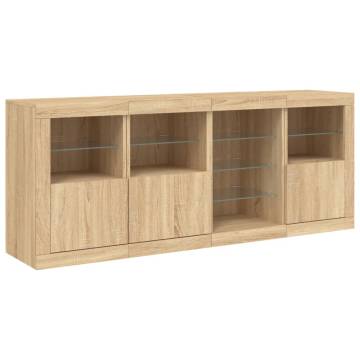 Sideboard with LED Lights Sonoma Oak 164x37x67 cm