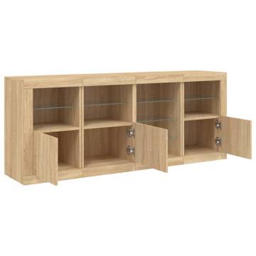 Sideboard with LED Lights Sonoma Oak 164x37x67 cm