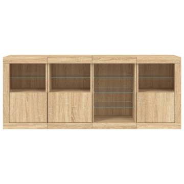 Sideboard with LED Lights Sonoma Oak 164x37x67 cm