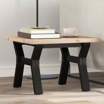 Coffee Table Y-Frame 50x50x35.5 cm Solid Wood Pine and Cast Iron