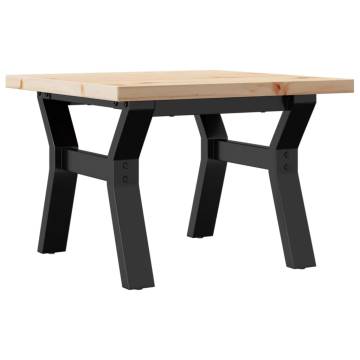 Coffee Table Y-Frame 50x50x35.5 cm Solid Wood Pine and Cast Iron