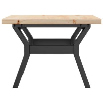 Coffee Table Y-Frame 50x50x35.5 cm Solid Wood Pine and Cast Iron